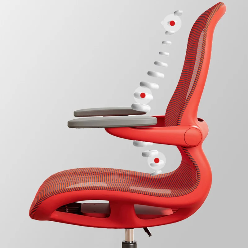 Modern Minimalist PP & Mesh Adjustable Height Swivel Desk Chair With Flip-Up Arms And Wheels For Home Office