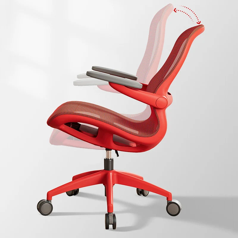 Modern Minimalist PP & Mesh Adjustable Height Swivel Desk Chair With Flip-Up Arms And Wheels For Home Office