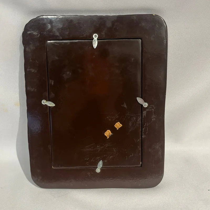 Portarretrato de madera y plata 925 con diseño floral