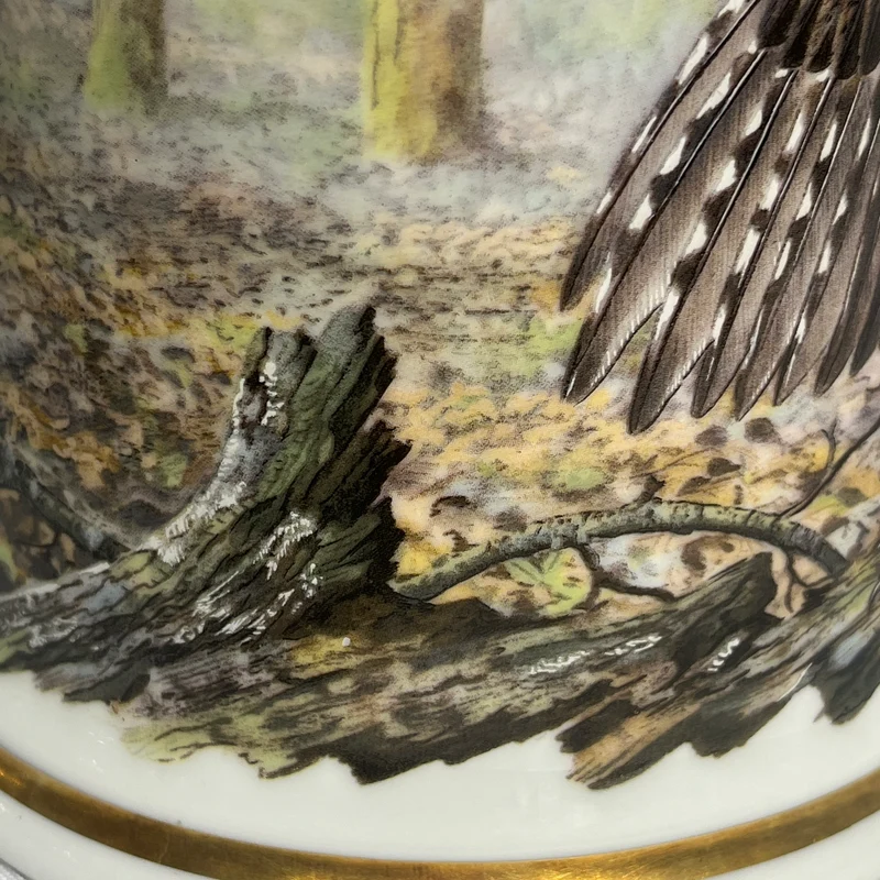 Shopero de porcelana tapa de peltre Haviland ed. limitada 1982 con borde de oro