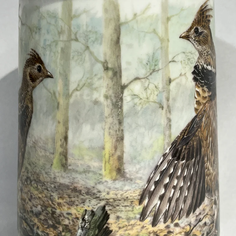 Shopero de porcelana tapa de peltre Haviland ed. limitada 1982 con borde de oro