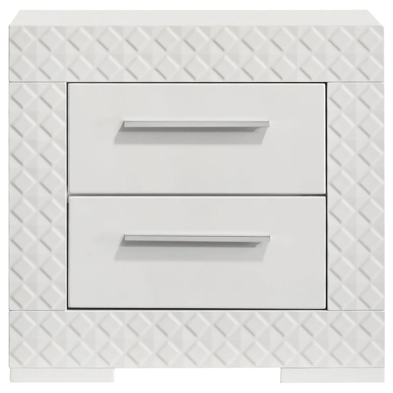 Coaster Furniture Ives 224942 2-Drawer Nightstand Bedside Table - White High Gloss