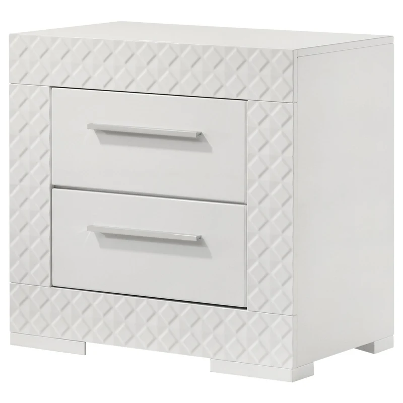 Coaster Furniture Ives 224942 2-Drawer Nightstand Bedside Table - White High Gloss