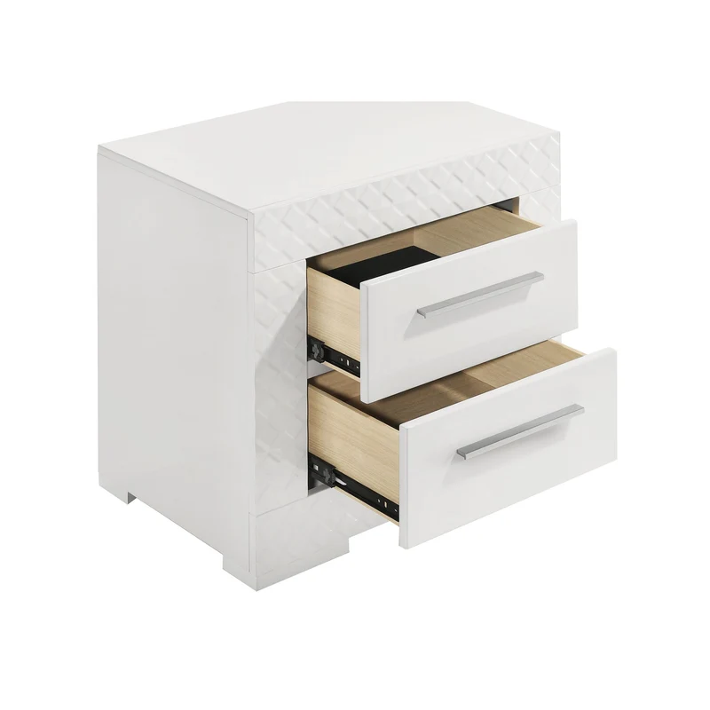 Coaster Furniture Ives 224942 2-Drawer Nightstand Bedside Table - White High Gloss