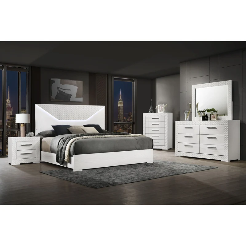 Coaster Furniture Ives 224942 2-Drawer Nightstand Bedside Table - White High Gloss