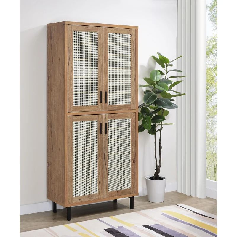 Coaster Furniture Teller 950440 80-inch 4-door Tall Shoe Storage Cabinet - Natural Oak