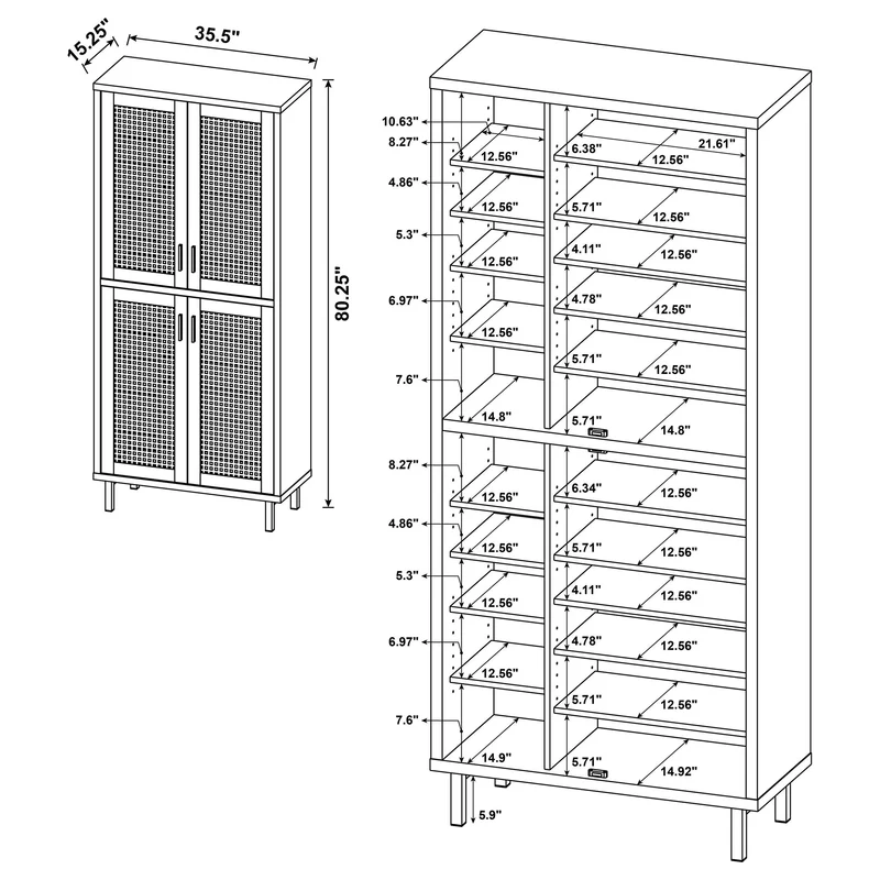 Coaster Furniture Teller 950440 80-inch 4-door Tall Shoe Storage Cabinet - Natural Oak