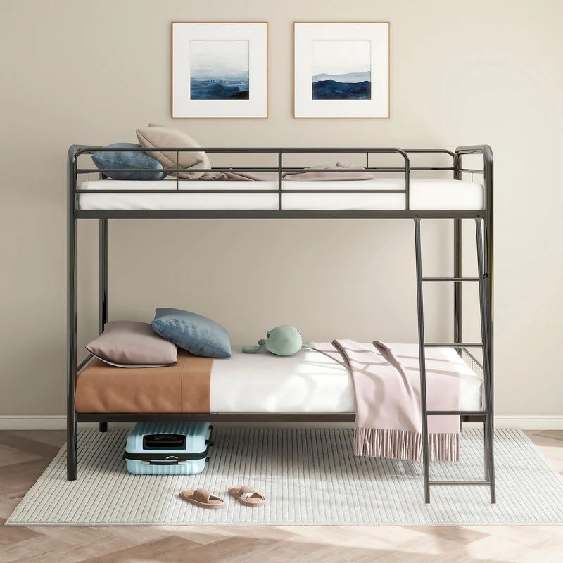 Coaster Furniture Carson 460334BLK Metal Twin Over Twin Bunk Bed - Glossy Black