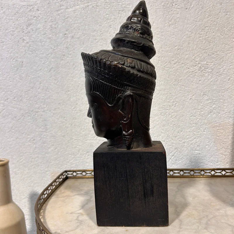 Escultura camboyana en bronce - Guardián Jemer s.XX