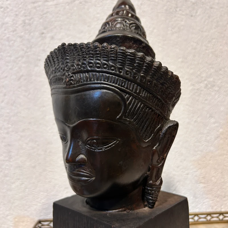 Escultura camboyana en bronce - Guardián Jemer s.XX