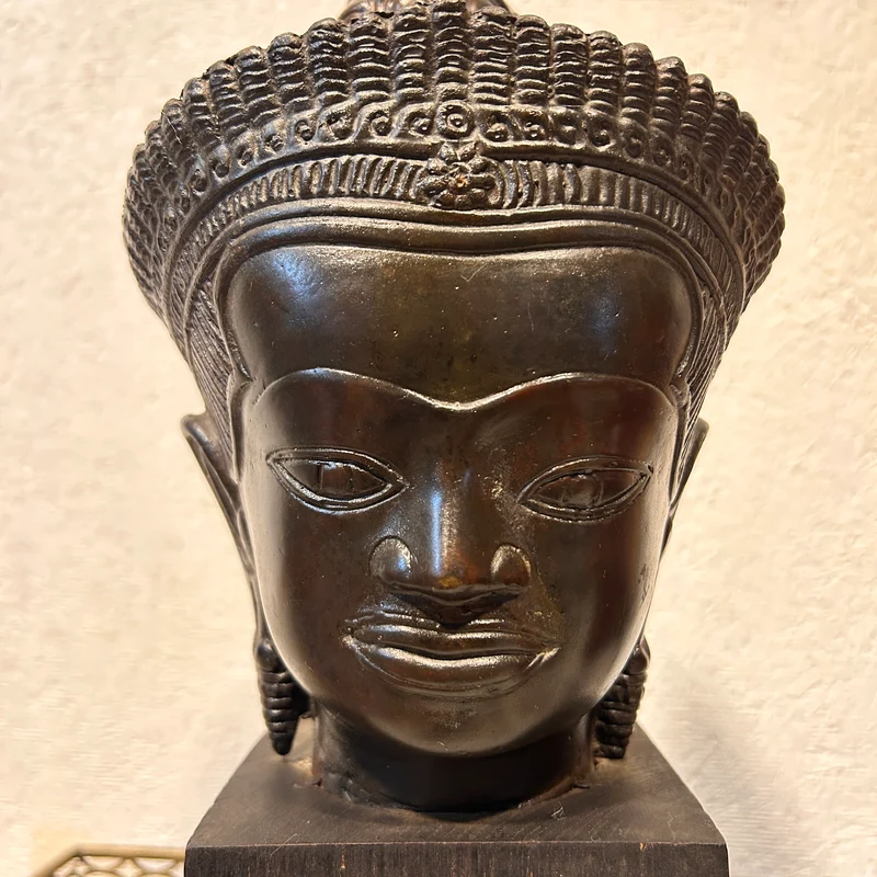 Escultura camboyana en bronce - Guardián Jemer s.XX