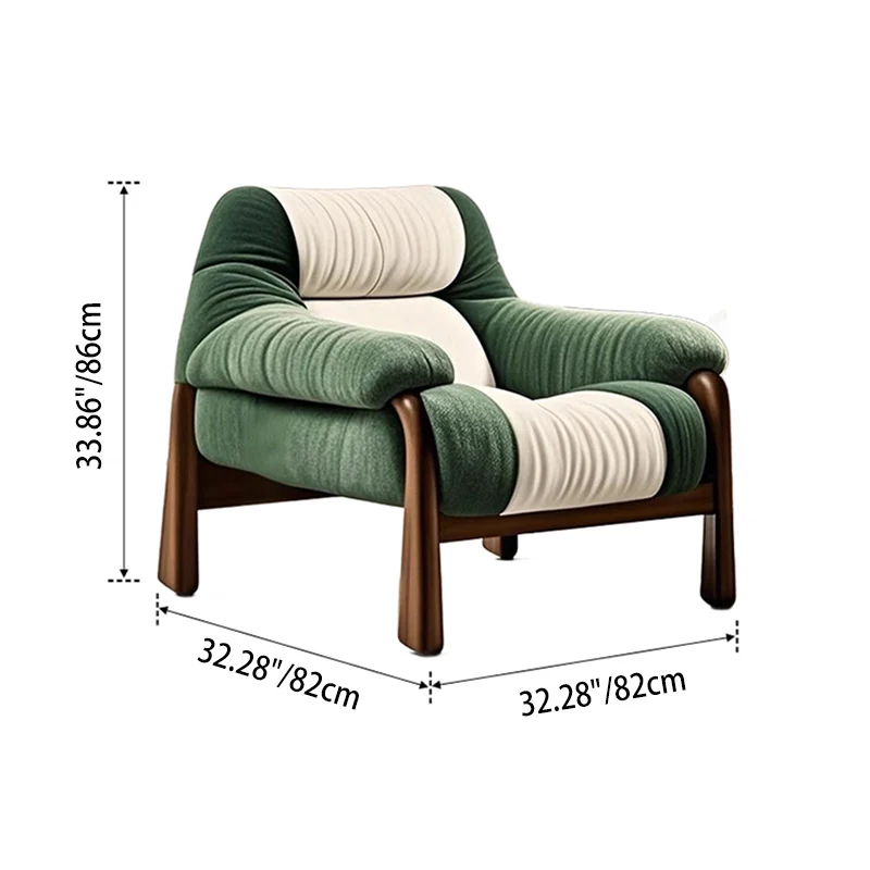 Contemporary Nordic Velvet & Faux Leather Soft Upholstered Accent Chair With Arms And Backrest For Living Room