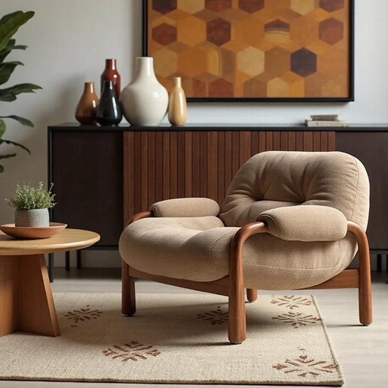 Contemporary Nordic Velvet & Faux Leather Soft Upholstered Accent Chair With Arms And Backrest For Living Room