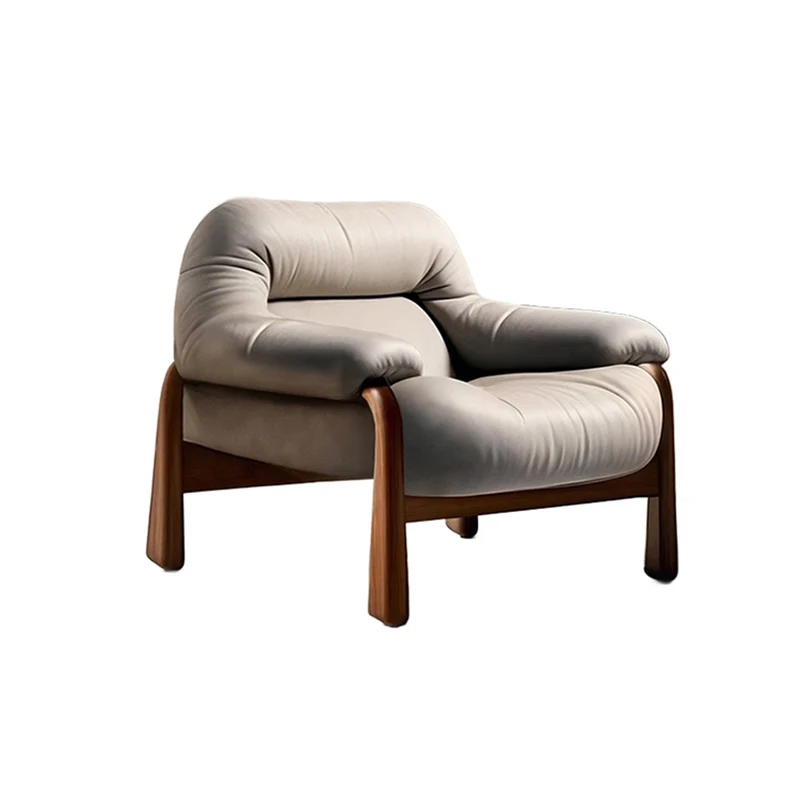 Contemporary Nordic Velvet & Faux Leather Soft Upholstered Accent Chair With Arms And Backrest For Living Room