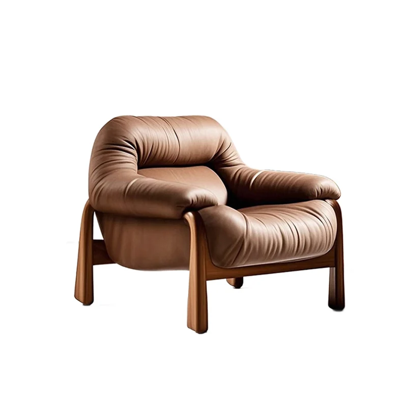 Contemporary Nordic Velvet & Faux Leather Soft Upholstered Accent Chair With Arms And Backrest For Living Room