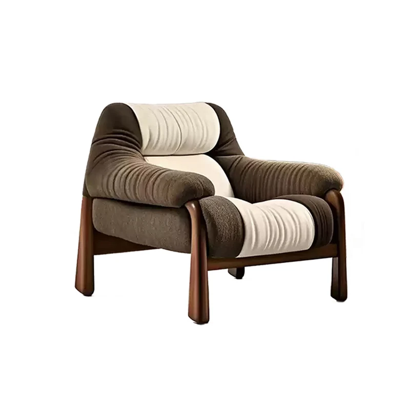 Contemporary Nordic Velvet & Faux Leather Soft Upholstered Accent Chair With Arms And Backrest For Living Room