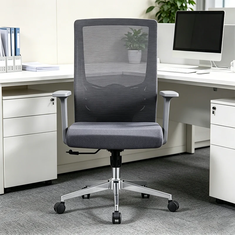 Modern Minimalist Mid-Back Ergonomic Desk Chair: Silent-Rolling Height-Adjustable Office Chair For Home Office