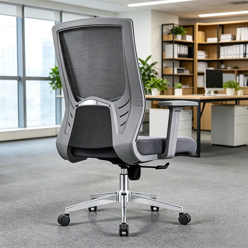 Modern Minimalist Mid-Back Ergonomic Desk Chair: Silent-Rolling Height-Adjustable Office Chair For Home Office