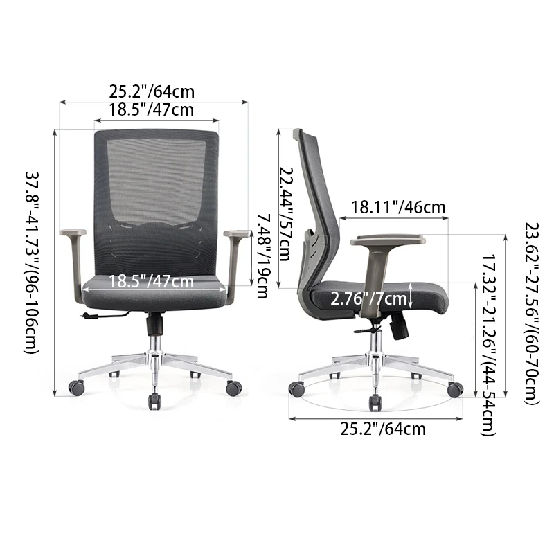 Modern Minimalist Mid-Back Ergonomic Desk Chair: Silent-Rolling Height-Adjustable Office Chair For Home Office
