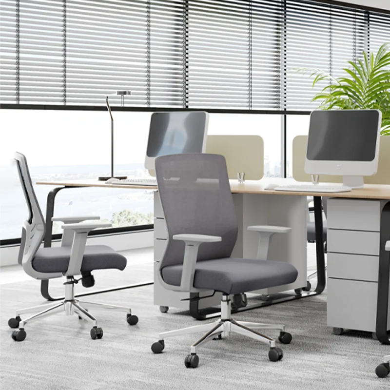 Modern Minimalist Mid-Back Ergonomic Desk Chair: Silent-Rolling Height-Adjustable Office Chair For Home Office