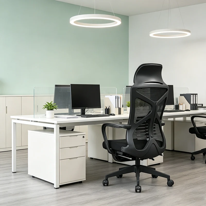 Modern Minimalist Ergonomic Office Chair: Lumbar Support Design - Height-Adjustable High-Back Desk Chair For Home Office