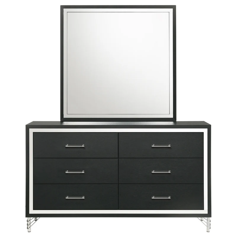 Coaster Furniture Lucia 224993M 6-Drawer Dresser and Mirror - Black