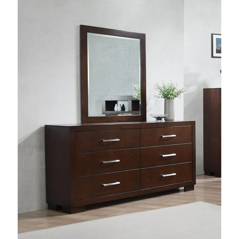 Coaster Furniture Jessica 200713M 6-Drawer Dresser with Mirror - Cappuccino
