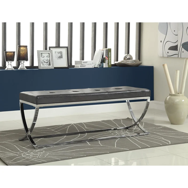 Coaster Furniture Walton 501156 Leatherette Upholstered Tufted Accent Bench - Black