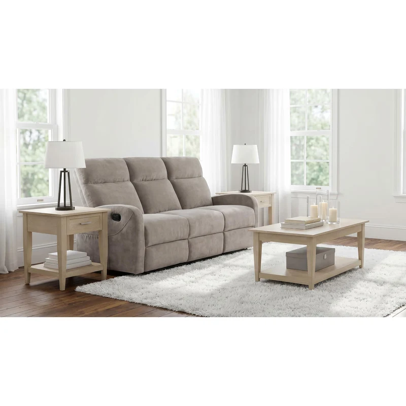 Coaster Furniture Hamilton 603371 Chenille Upholstered Manual Reclining Sofa - Sand
