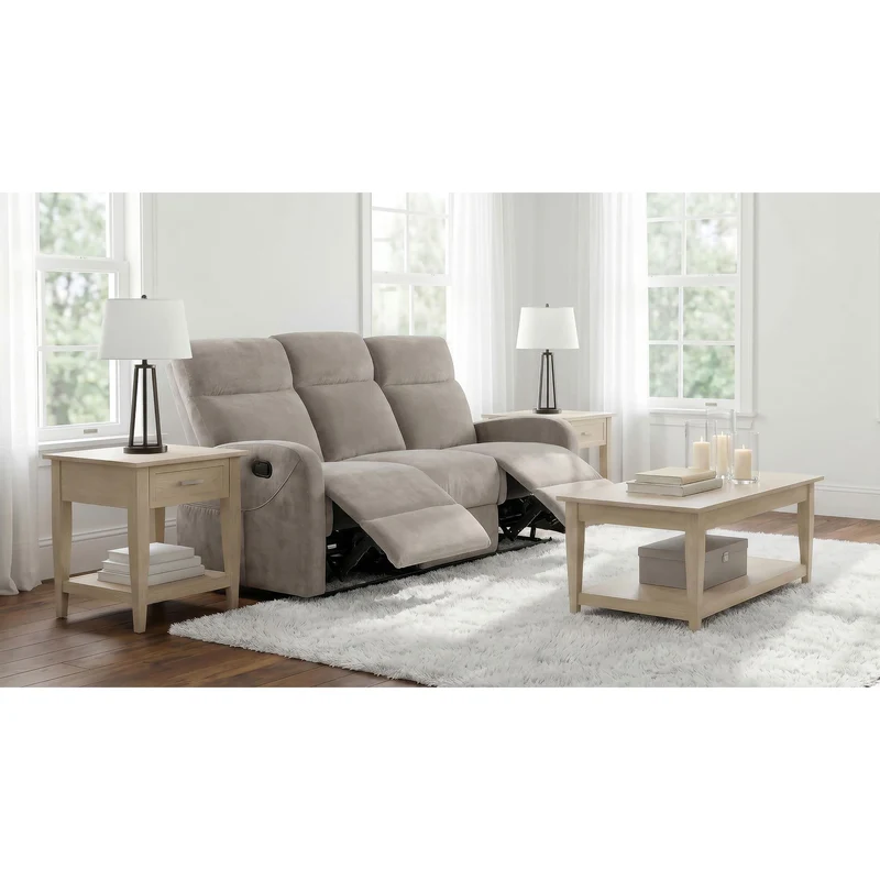 Coaster Furniture Hamilton 603371 Chenille Upholstered Manual Reclining Sofa - Sand