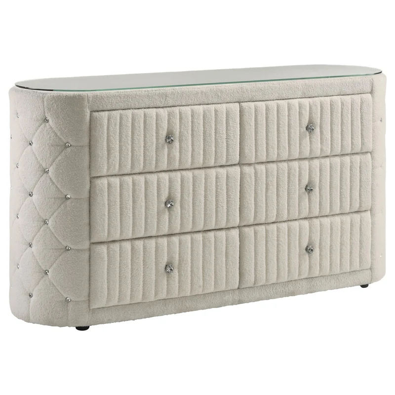 Coaster Furniture Sonya 360113 6-drawer Upholstered Bedroom Dresser - Ivory