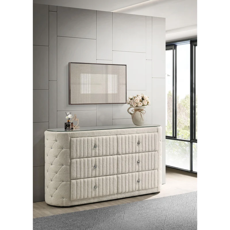 Coaster Furniture Sonya 360113 6-drawer Upholstered Bedroom Dresser - Ivory