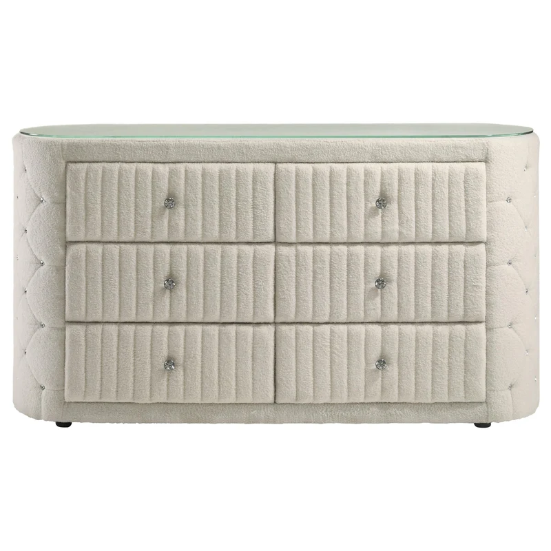 Coaster Furniture Sonya 360113 6-drawer Upholstered Bedroom Dresser - Ivory