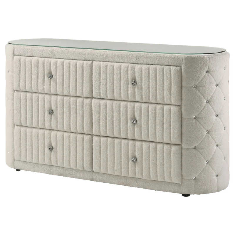 Coaster Furniture Sonya 360113 6-drawer Upholstered Bedroom Dresser - Ivory