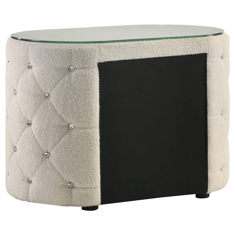 Coaster Furniture Sonya 360112 2-Drawer Upholstered Nightstand Bedside Table - Ivory