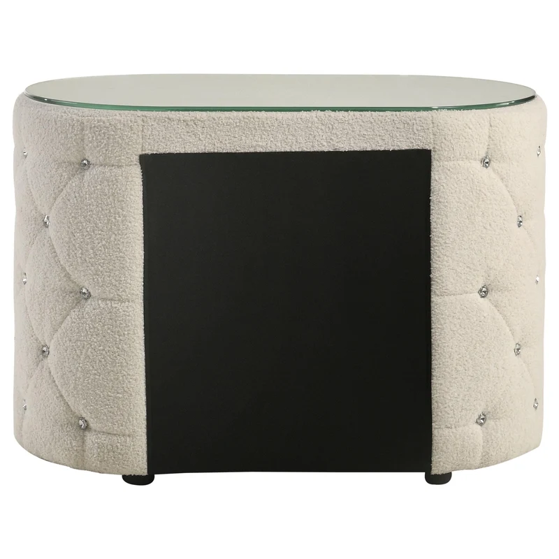 Coaster Furniture Sonya 360112 2-Drawer Upholstered Nightstand Bedside Table - Ivory