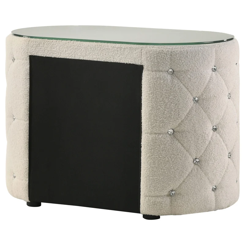 Coaster Furniture Sonya 360112 2-Drawer Upholstered Nightstand Bedside Table - Ivory