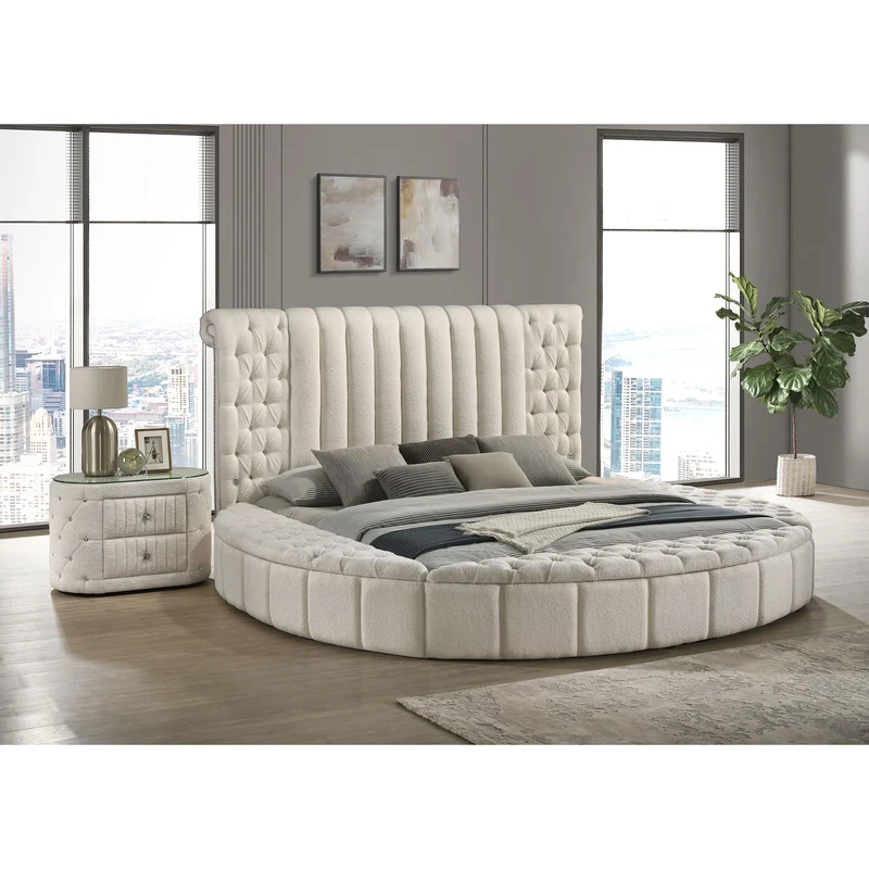 Coaster Furniture Sonya 360112 2-Drawer Upholstered Nightstand Bedside Table - Ivory