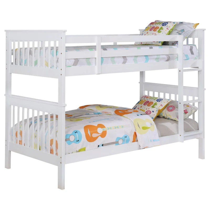 Coaster Furniture Chapman 460244N-SM Wood Twin Over Twin Bunk Bed with Mattress - White