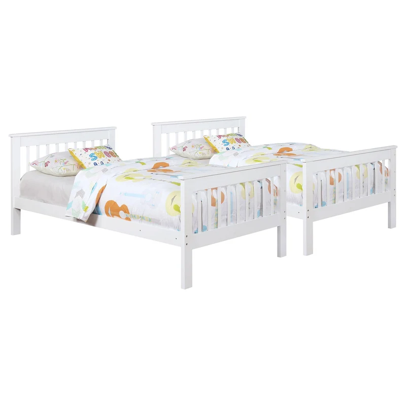 Coaster Furniture Chapman 460244N-SM Wood Twin Over Twin Bunk Bed with Mattress - White