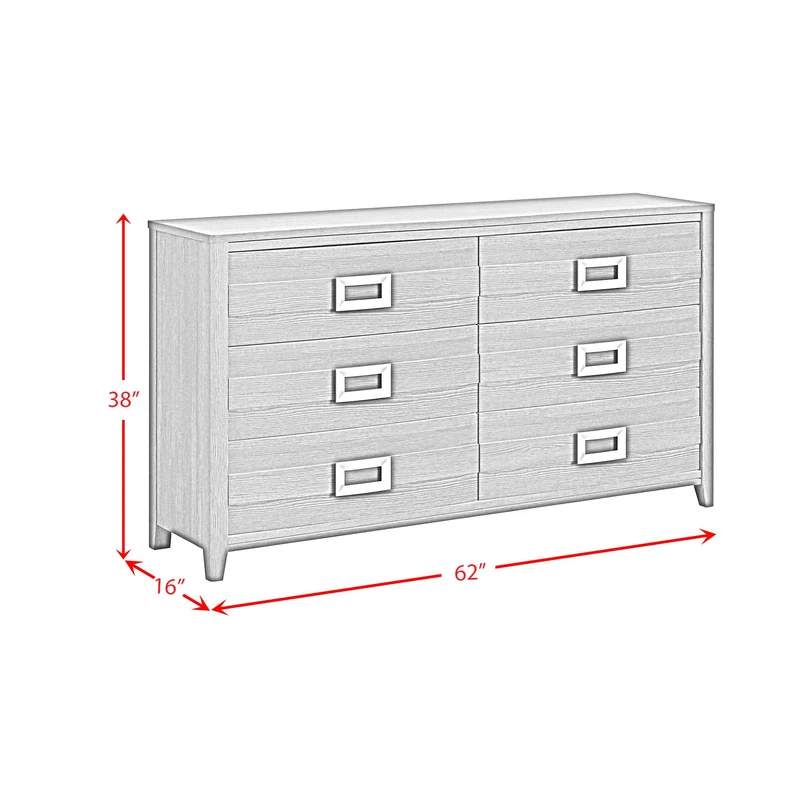Elements International Tobias B-15990-7-DR 6-Drawer Dresser