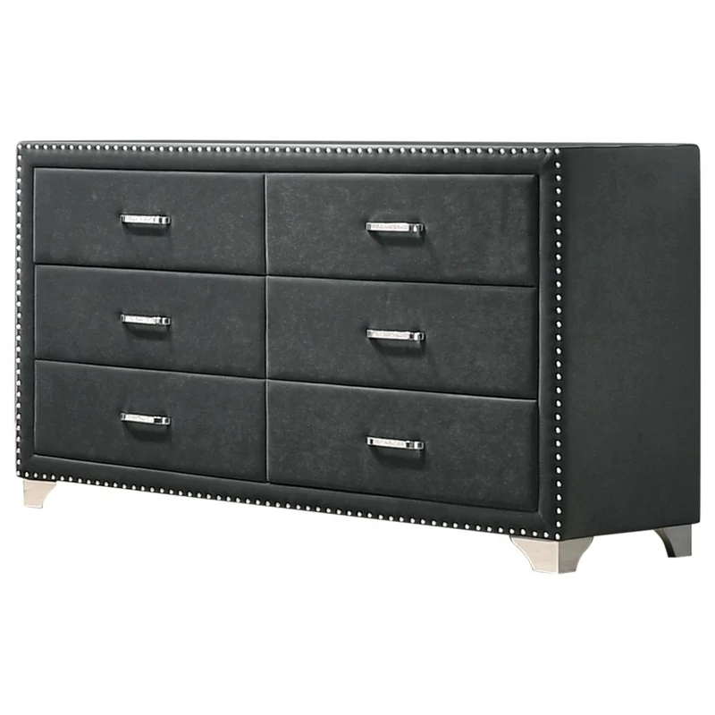 Coaster Furniture Melody 223383 6-Drawer Upholstered Dresser - Grey