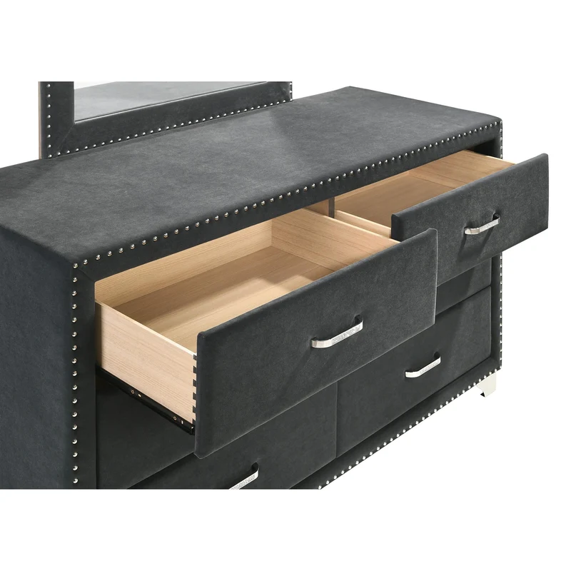 Coaster Furniture Melody 223383 6-Drawer Upholstered Dresser - Grey