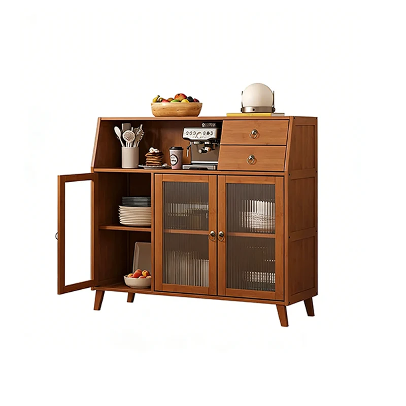 Traditional Chinese Bamboo MDF Acrylic Trapezoid Rectangular Sideboard Cabinet With 1/2/3 Cabinet For Living Room