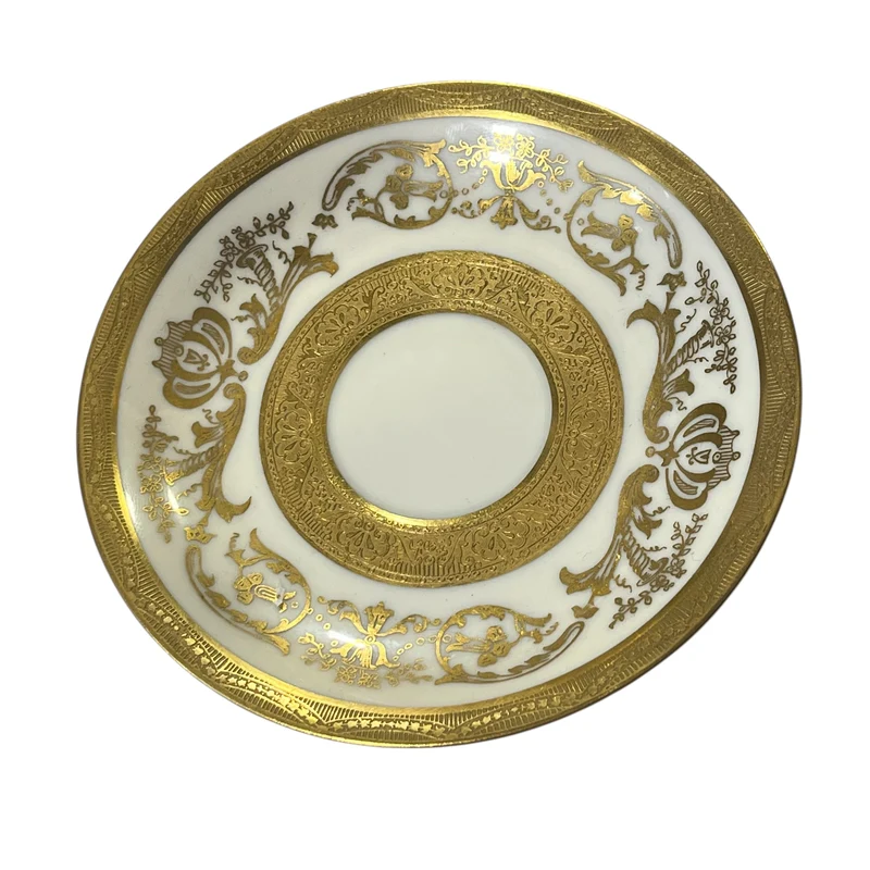 Juego de tazas de café porcelana para ocho Warrin Bavaria dorado con blanco