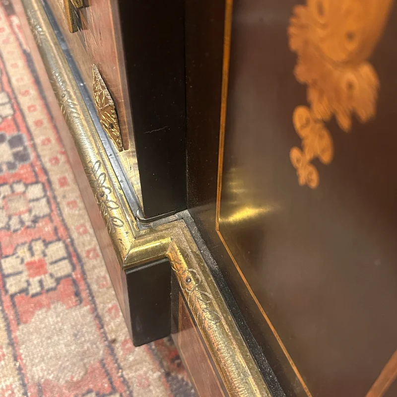 Boulle or Buffet d'entre-deux with marquetry and marble cover late 19th century