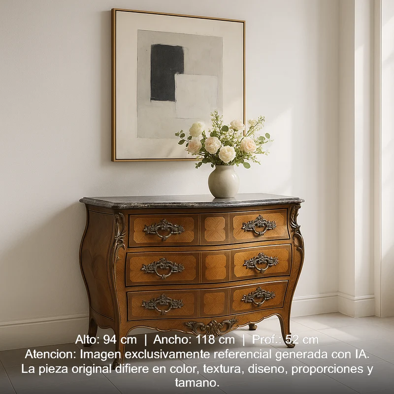 French Louis XV style bombé chest of drawers in rosewood