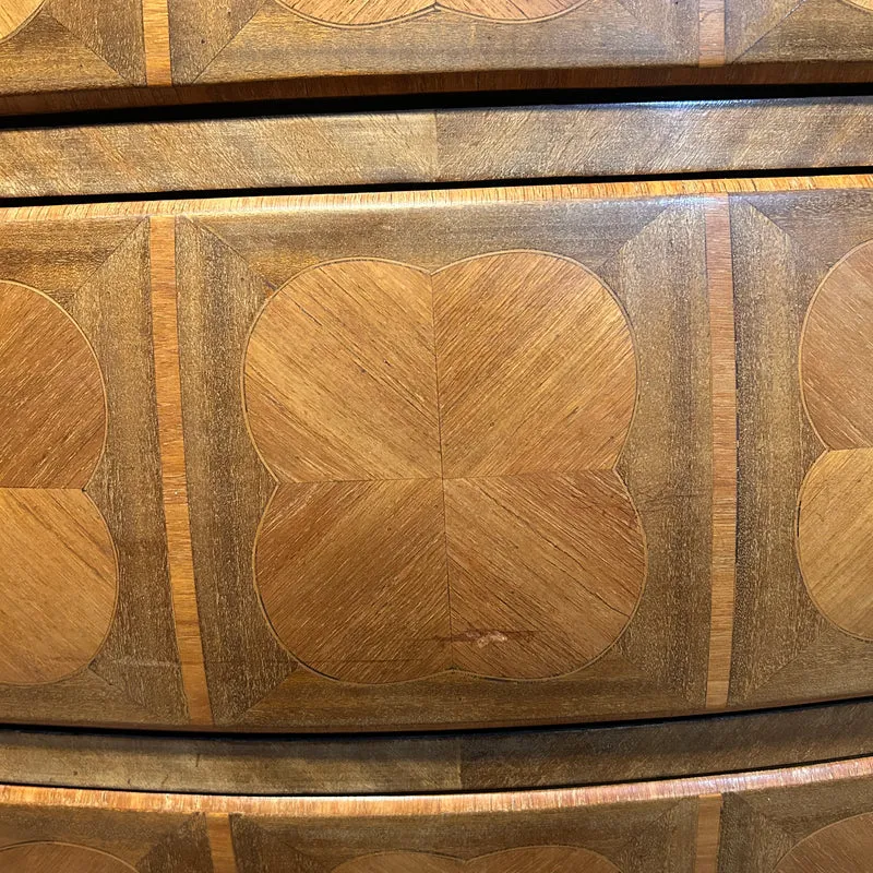 French Louis XV style bombé chest of drawers in rosewood