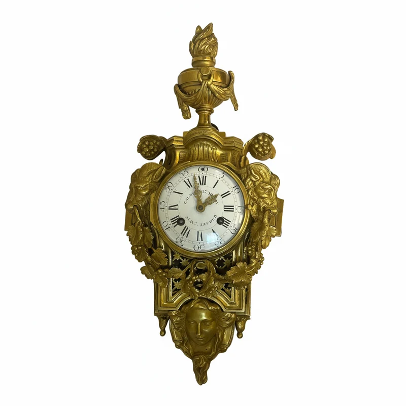 Louis XVI style bronze alcove clock, signed, 1804