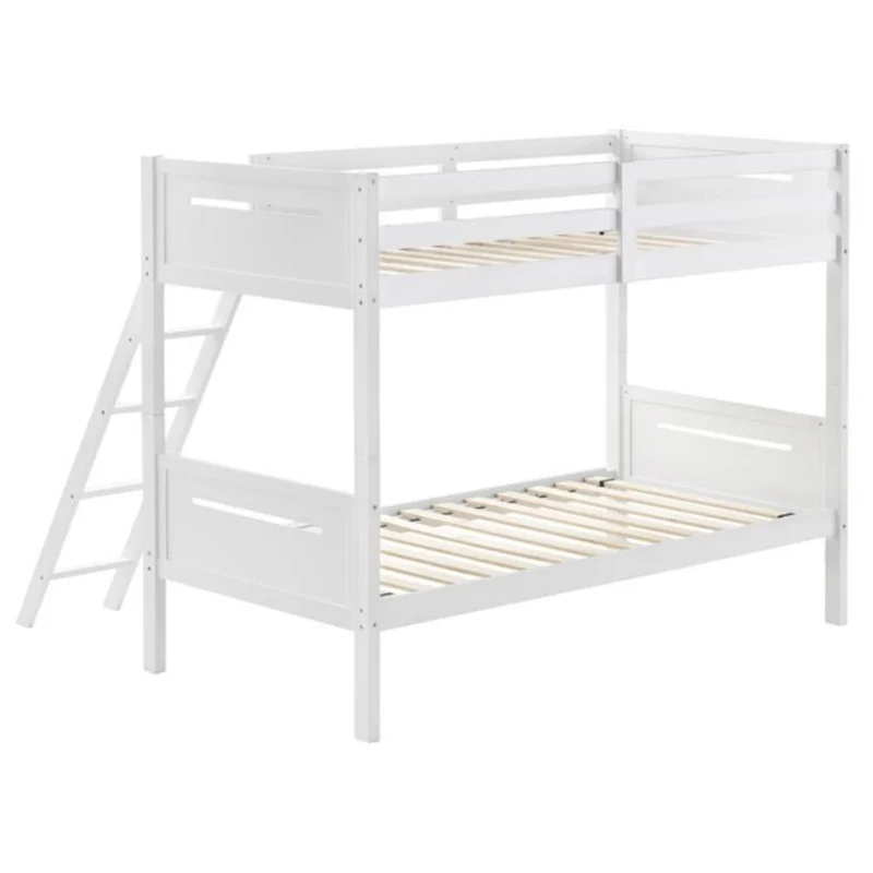 Coaster Furniture Littleton 405051WHT Wood Twin Over Twin Bunk Bed - White